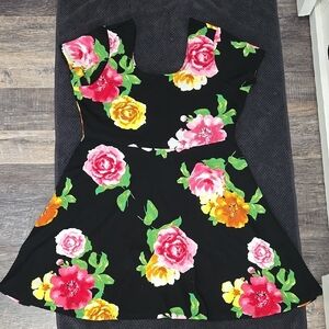Floral Dress with Pink and Yellow Roses